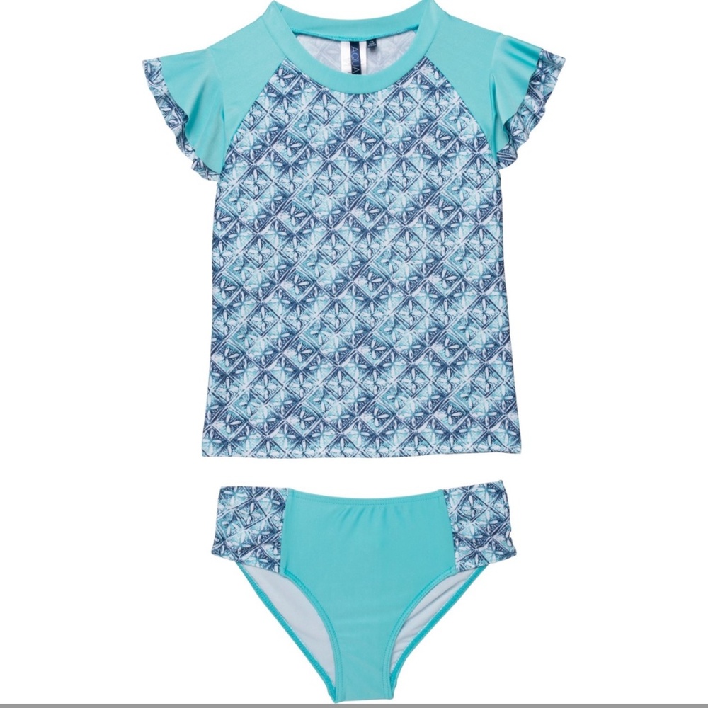 Aqua et Sol NWT Swimsuit Set Rash guard Bikini Bottom UPF 50+ Toddler Size 4